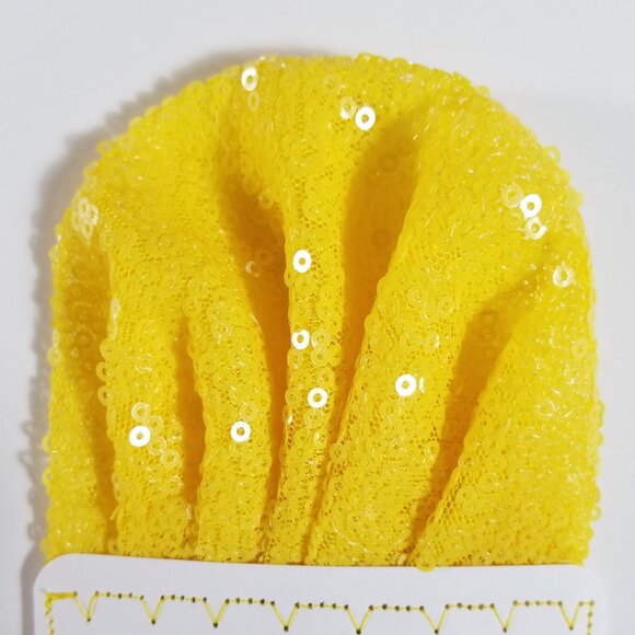 Men's Sequin Pre-Folded Pocket Square Insert - Bright Yellow Fan Design - Picture 4 of 6